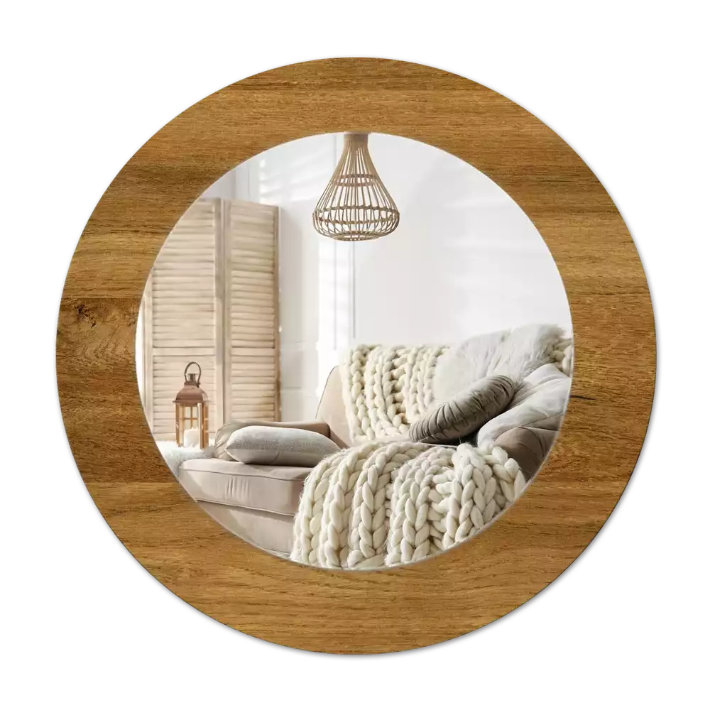 Round decorative mirror Rustic Oak