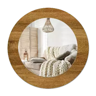 Round decorative mirror Rustic Oak