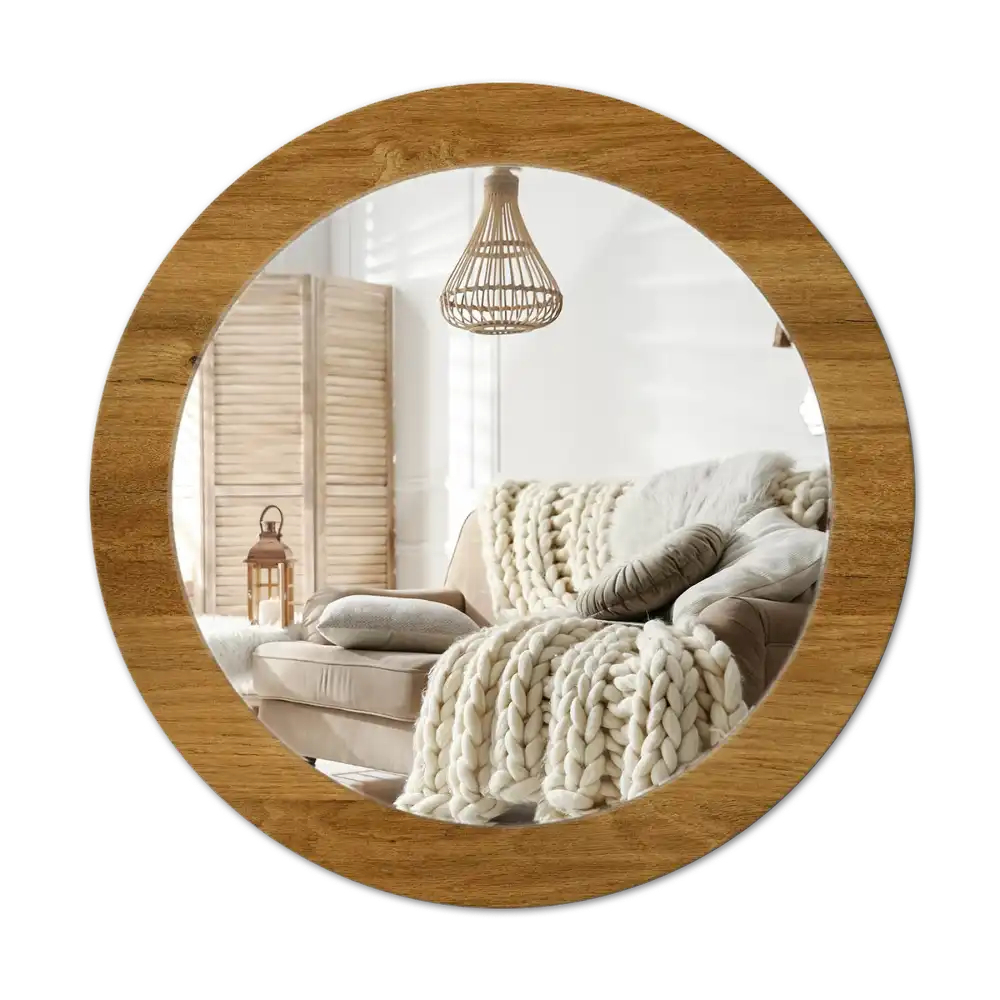 Round decorative mirror Rustic Oak