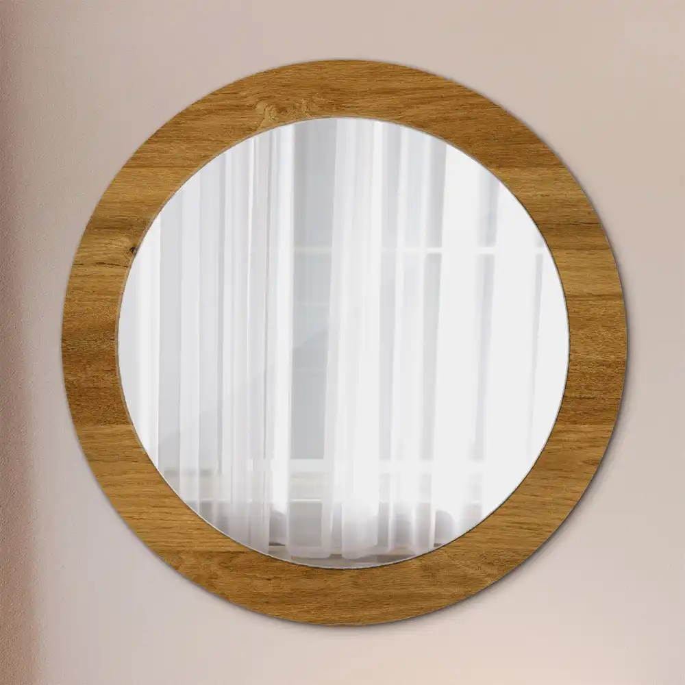 Round decorative mirror Rustic Oak