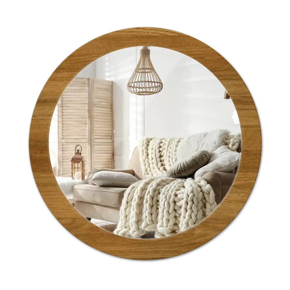 Round decorative mirror Rustic Oak