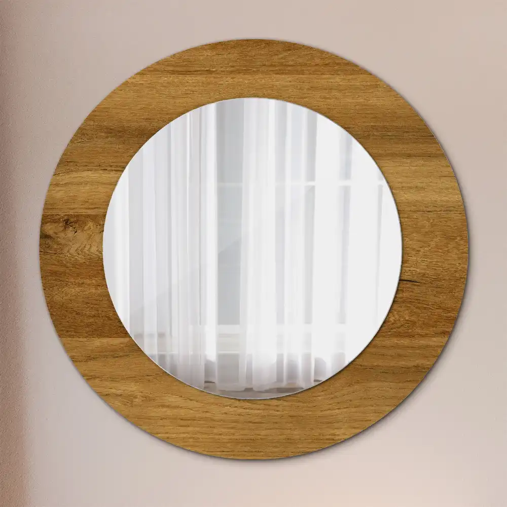 Round decorative mirror Rustic Oak