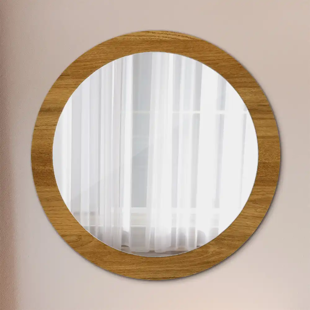 Round decorative mirror Rustic Oak