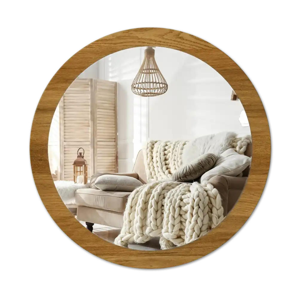 Round decorative mirror Rustic Oak