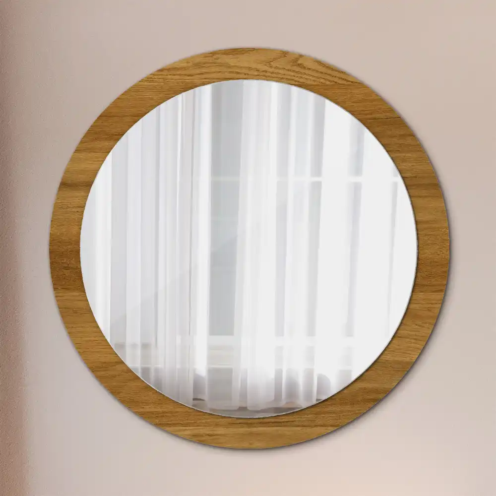 Round decorative mirror Rustic Oak