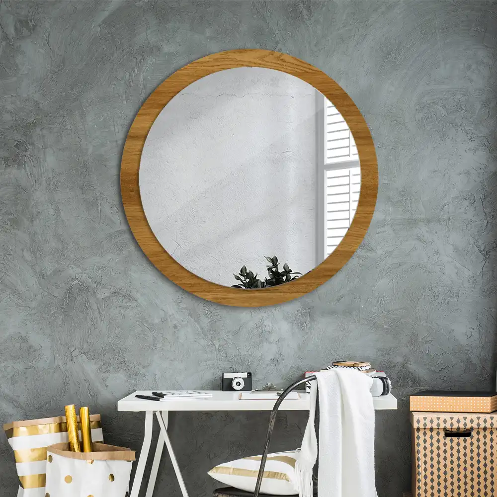 Round decorative mirror Rustic Oak