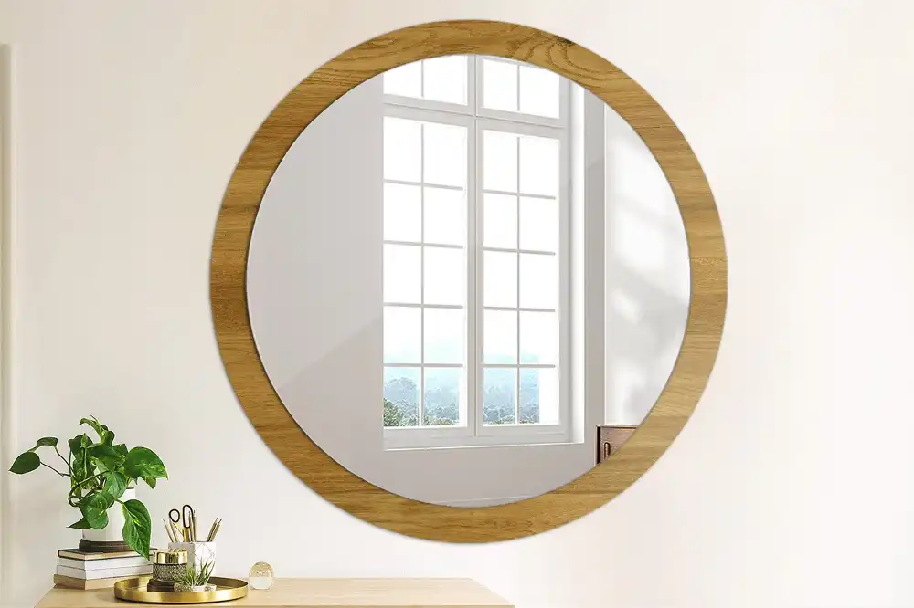 Round decorative mirror Rustic Oak
