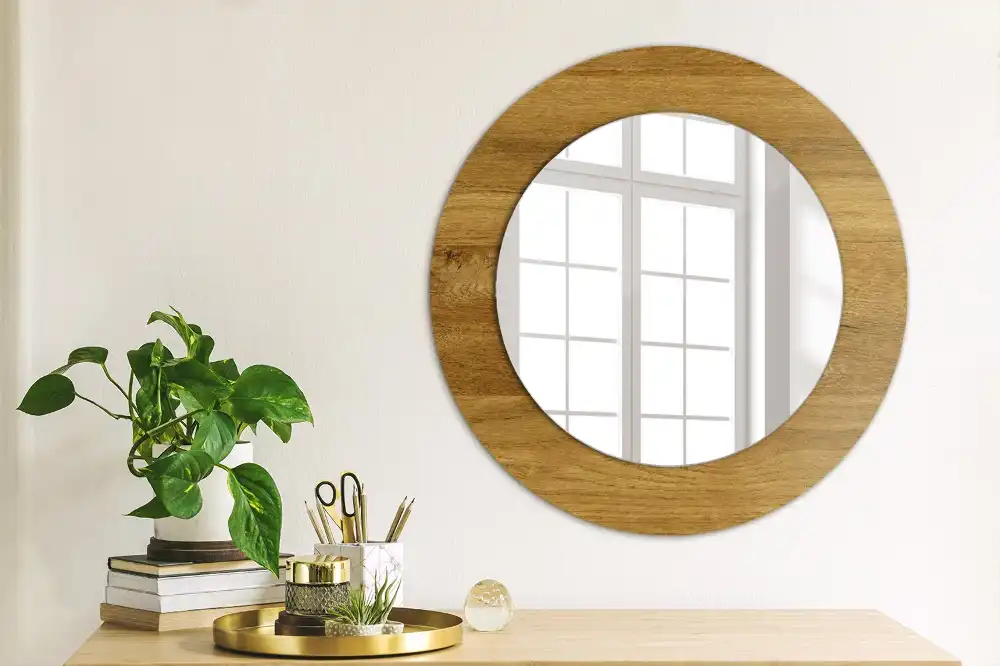 Round decorative mirror Rustic Oak