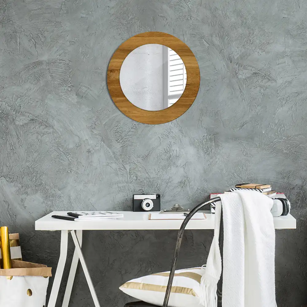 Round decorative mirror Rustic Oak