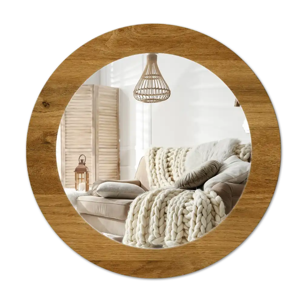 Round decorative mirror Rustic Oak