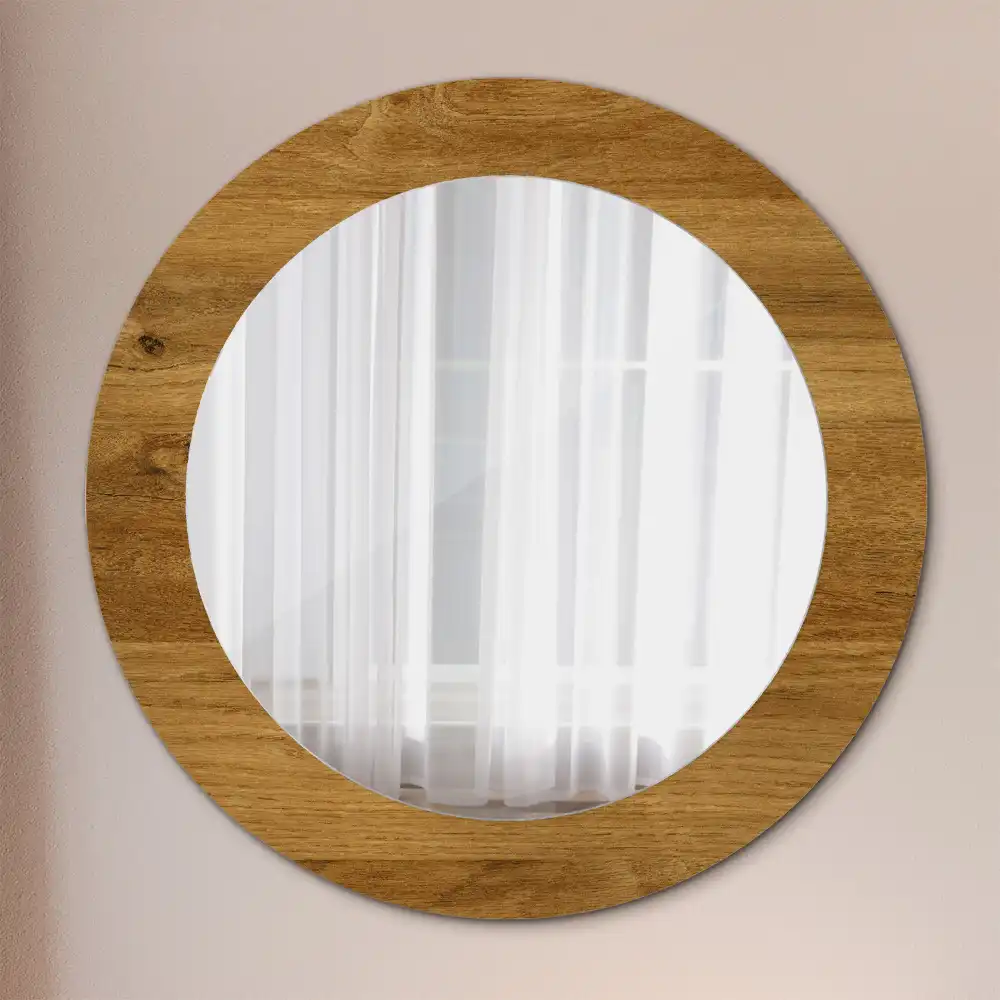 Round decorative mirror Rustic Oak