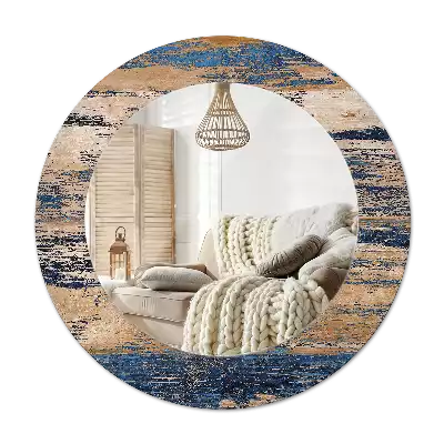 Round mirror frame with print Abstract Wood
