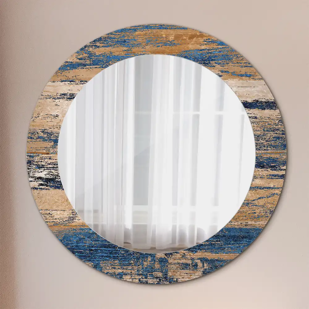 Round mirror frame with print Abstract Wood