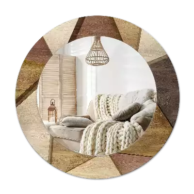 Round printed mirror Geometric Wood 3D