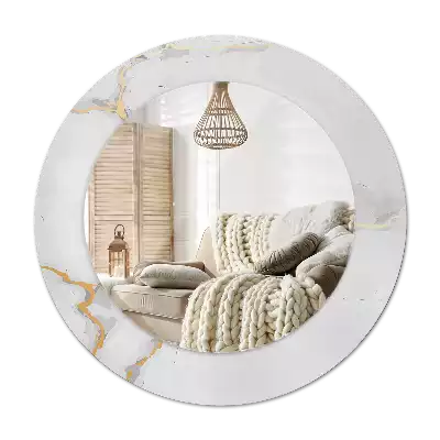 Round wall mirror decor White marble