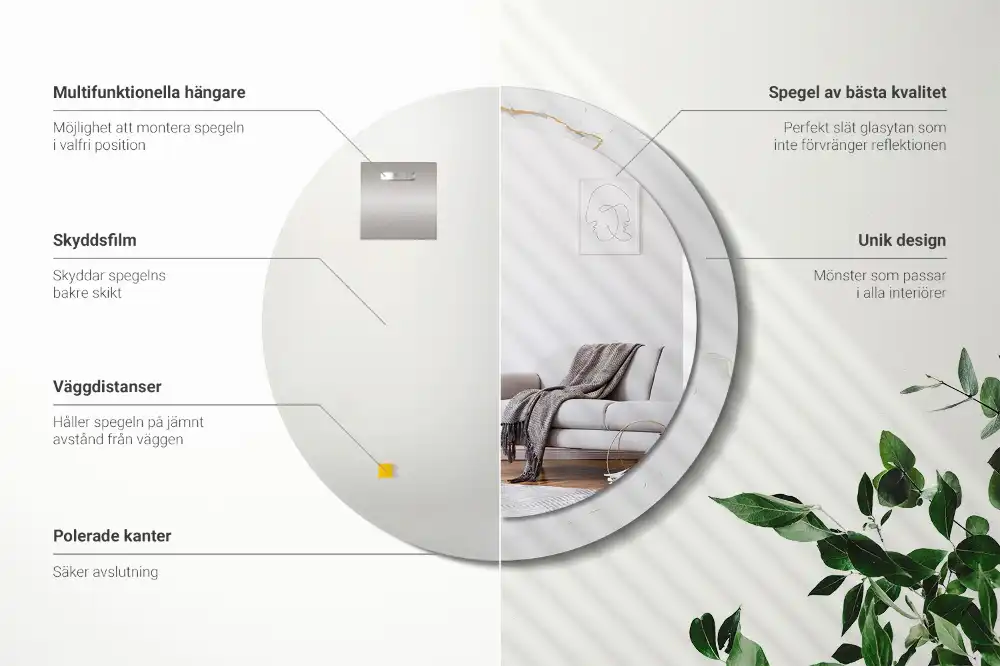 Round wall mirror decor White marble