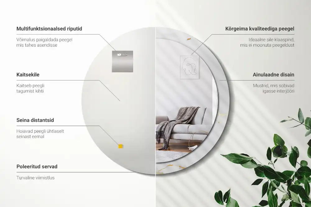 Round wall mirror decor White marble