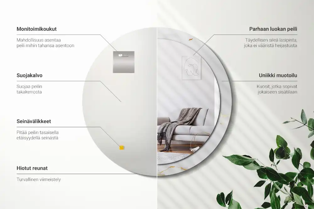 Round wall mirror decor White marble