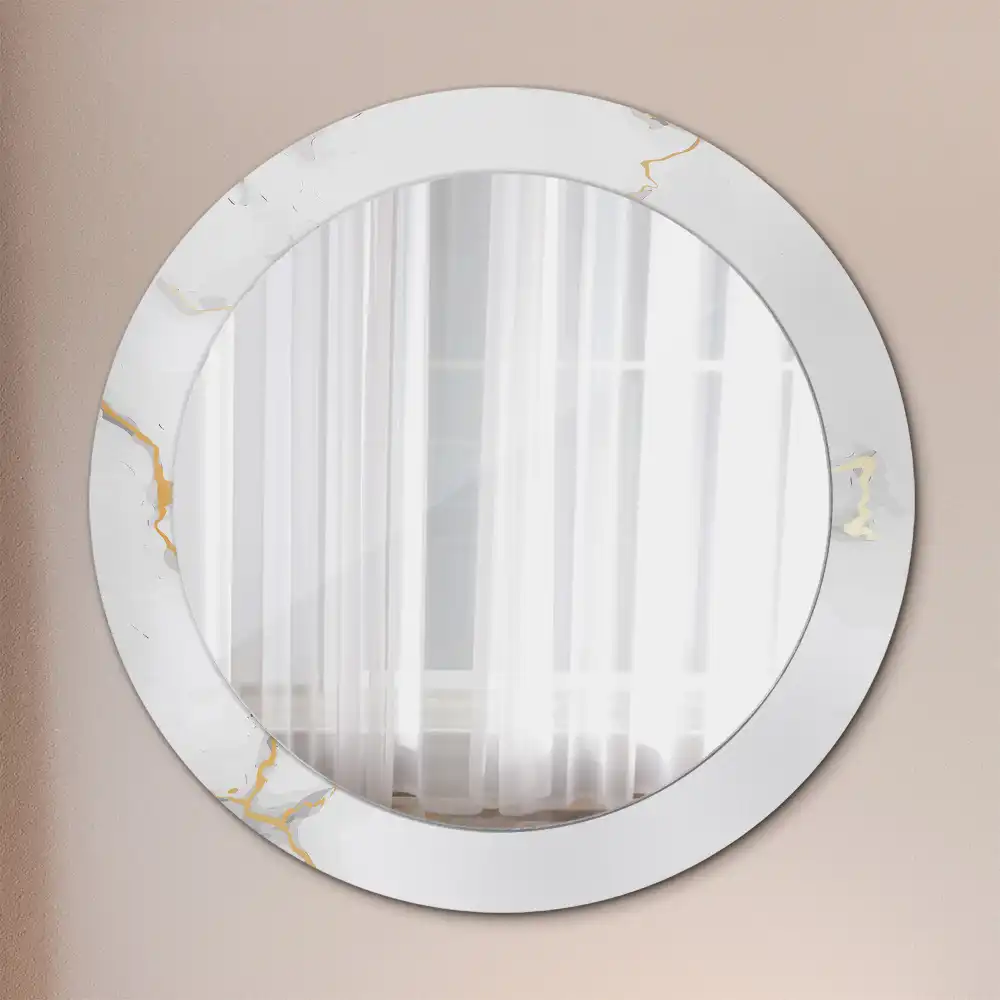 Round wall mirror decor White marble