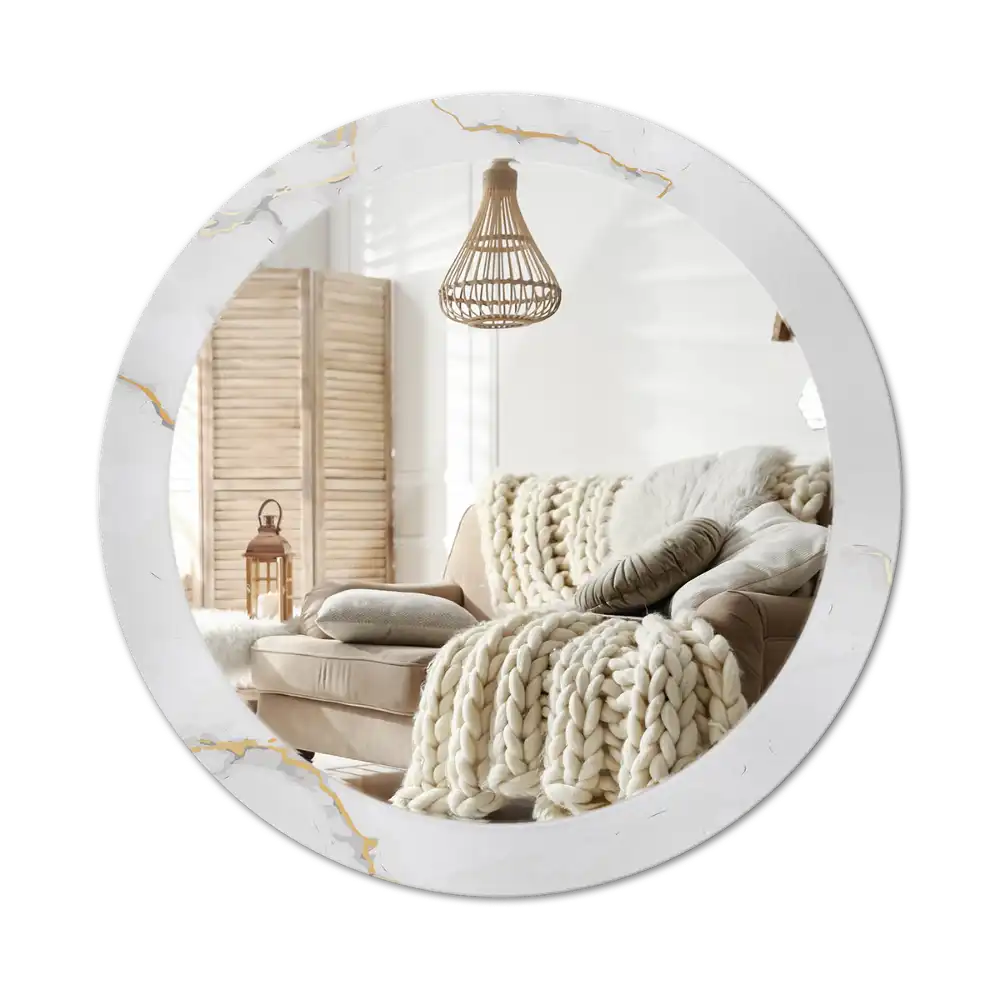 Round wall mirror decor White marble