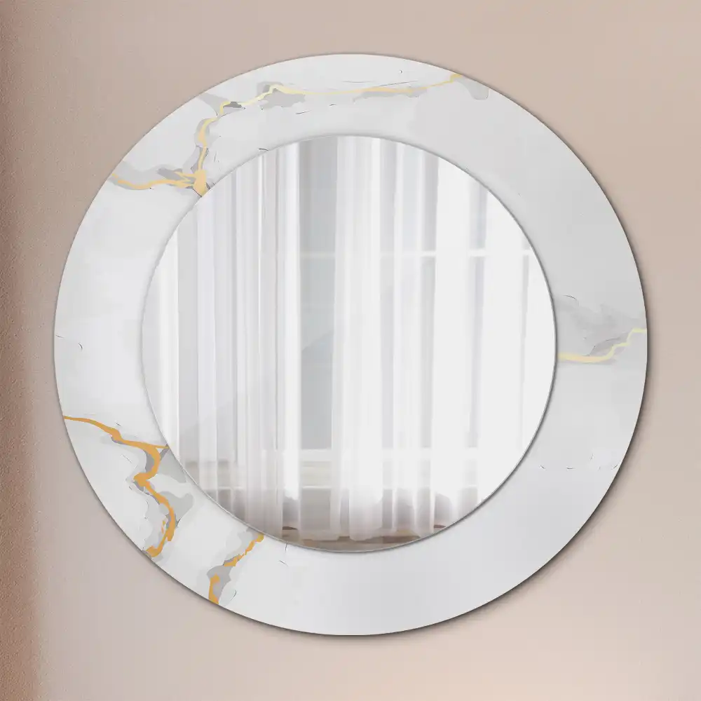 Round wall mirror decor White marble