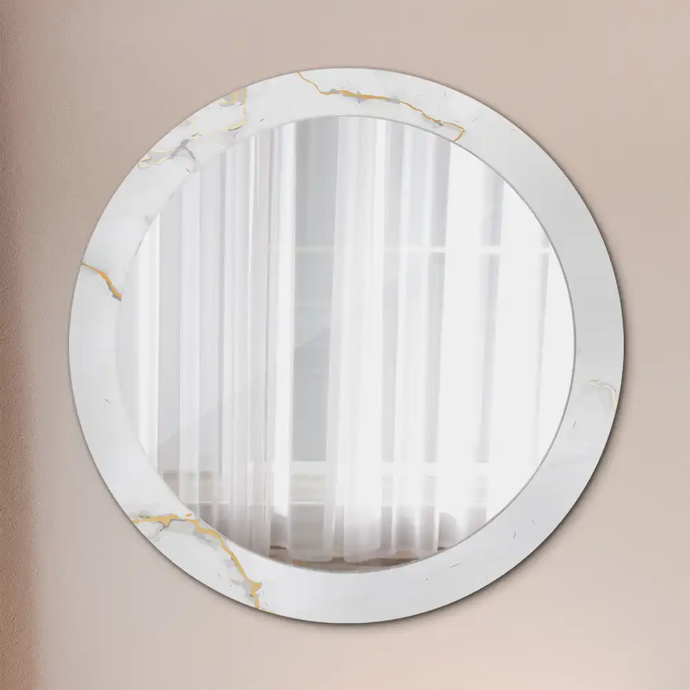 Round wall mirror decor White marble
