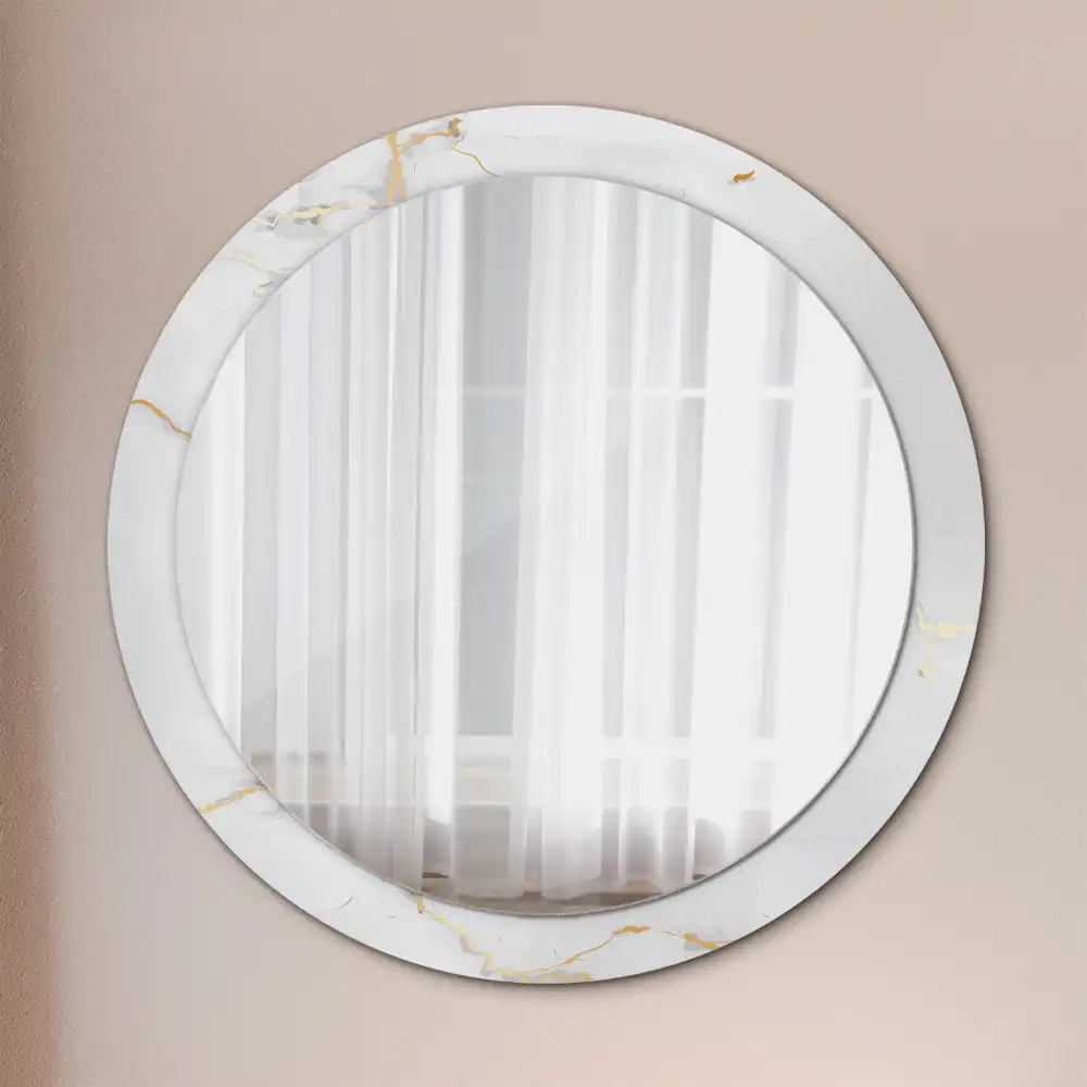 Round wall mirror decor White marble