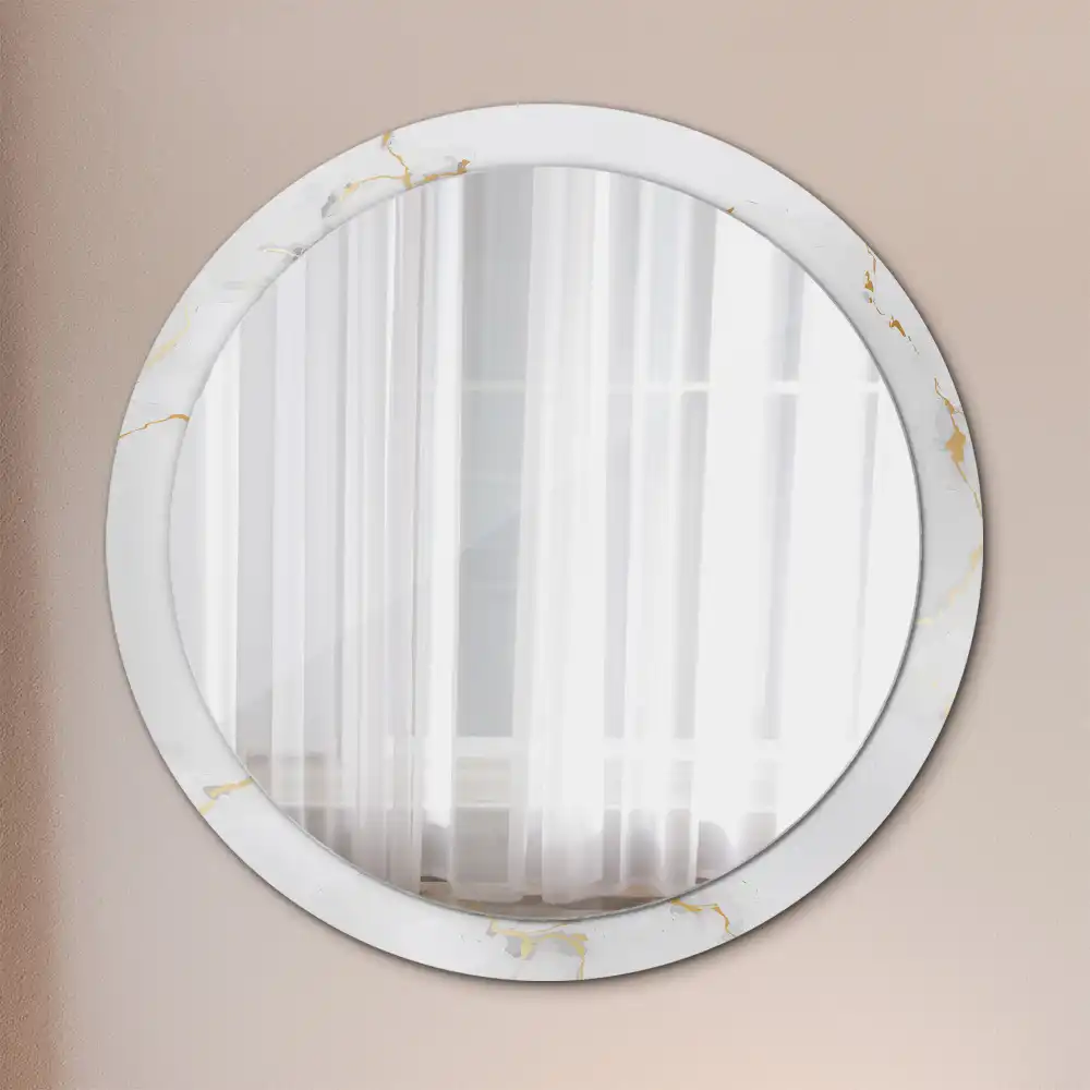 Round wall mirror decor White marble