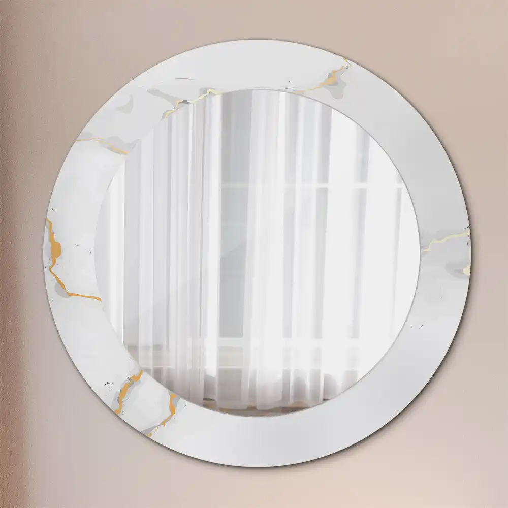 Round wall mirror decor White marble