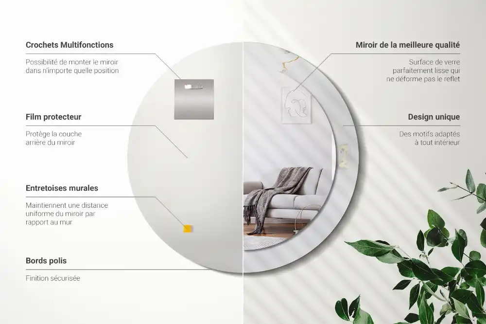 Round wall mirror decor White marble