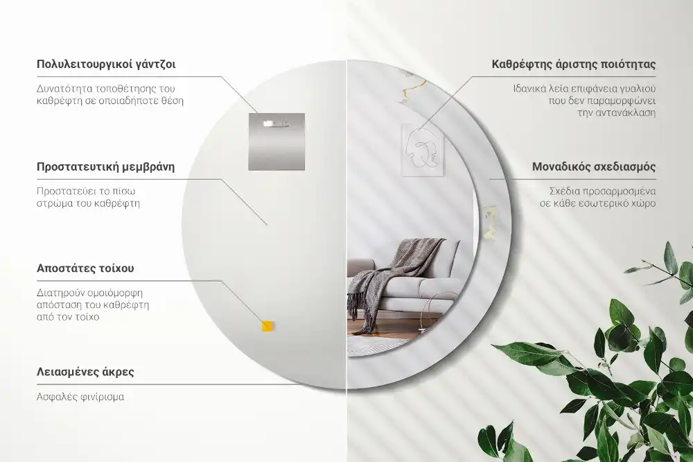 Round wall mirror decor White marble