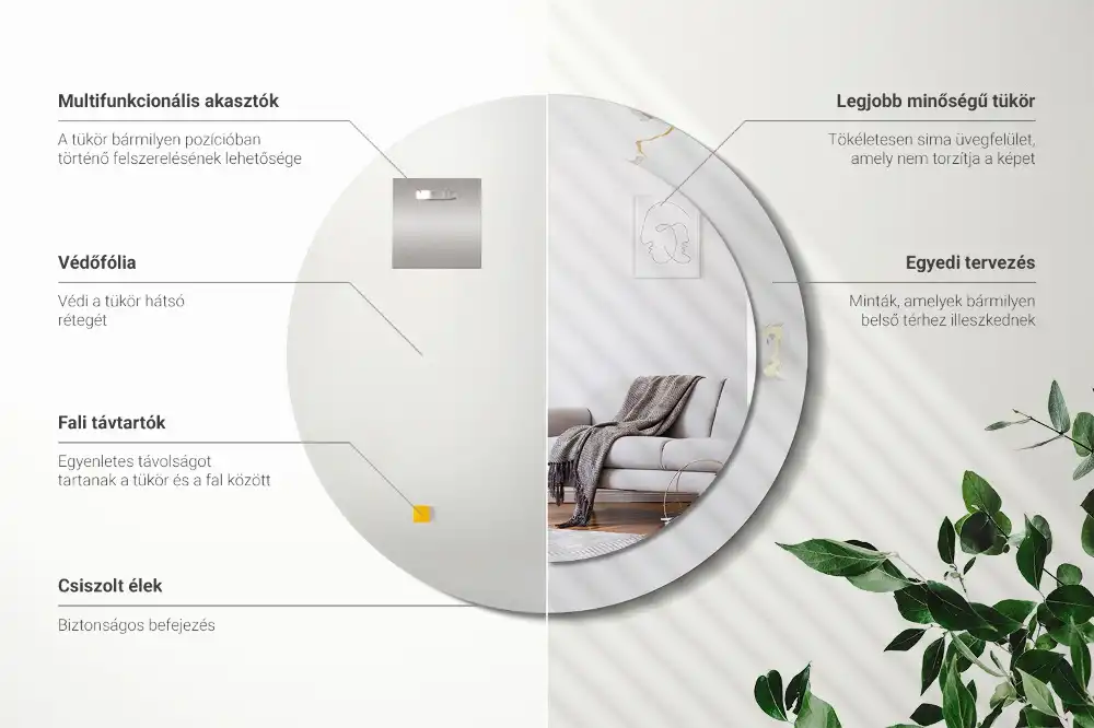 Round wall mirror decor White marble