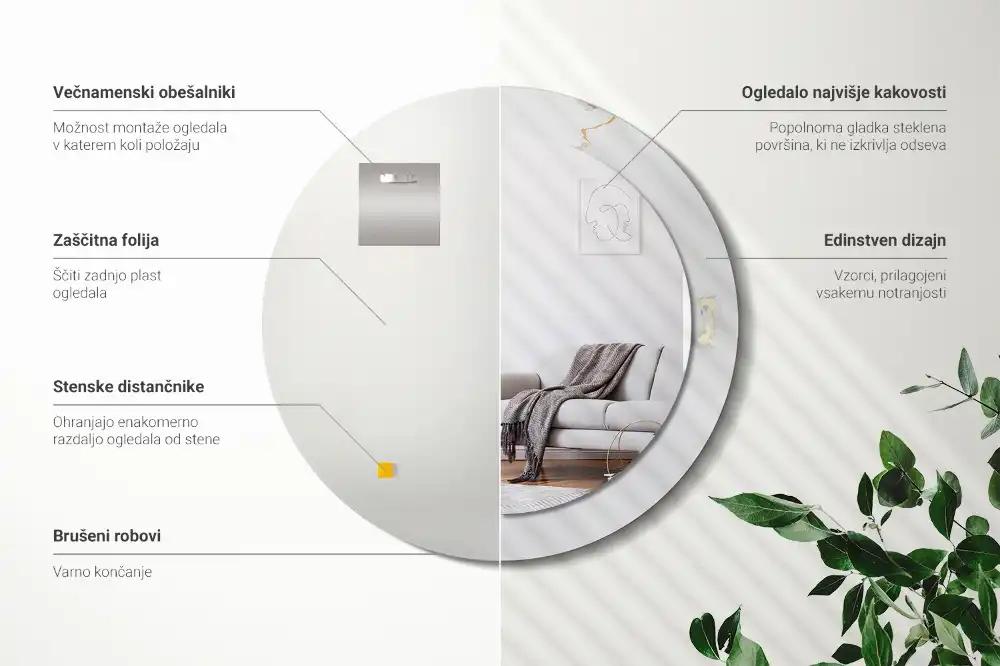 Round wall mirror decor White marble