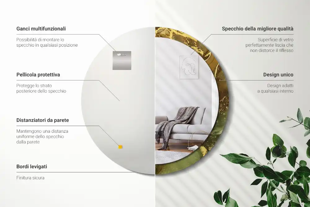 Round decorative mirror Metallic swirls