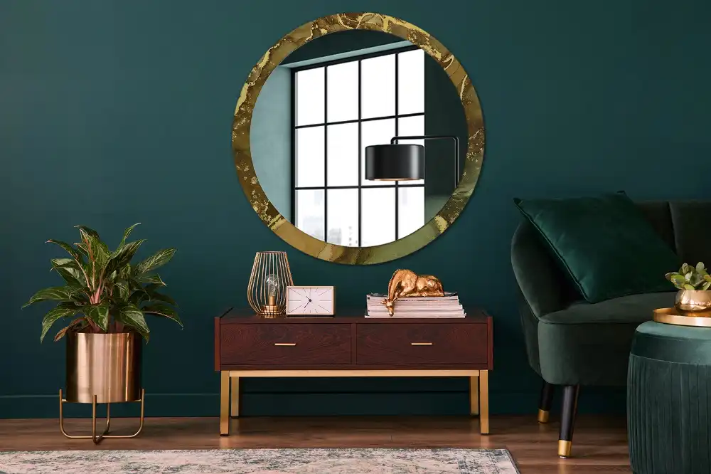 Round decorative mirror Metallic swirls