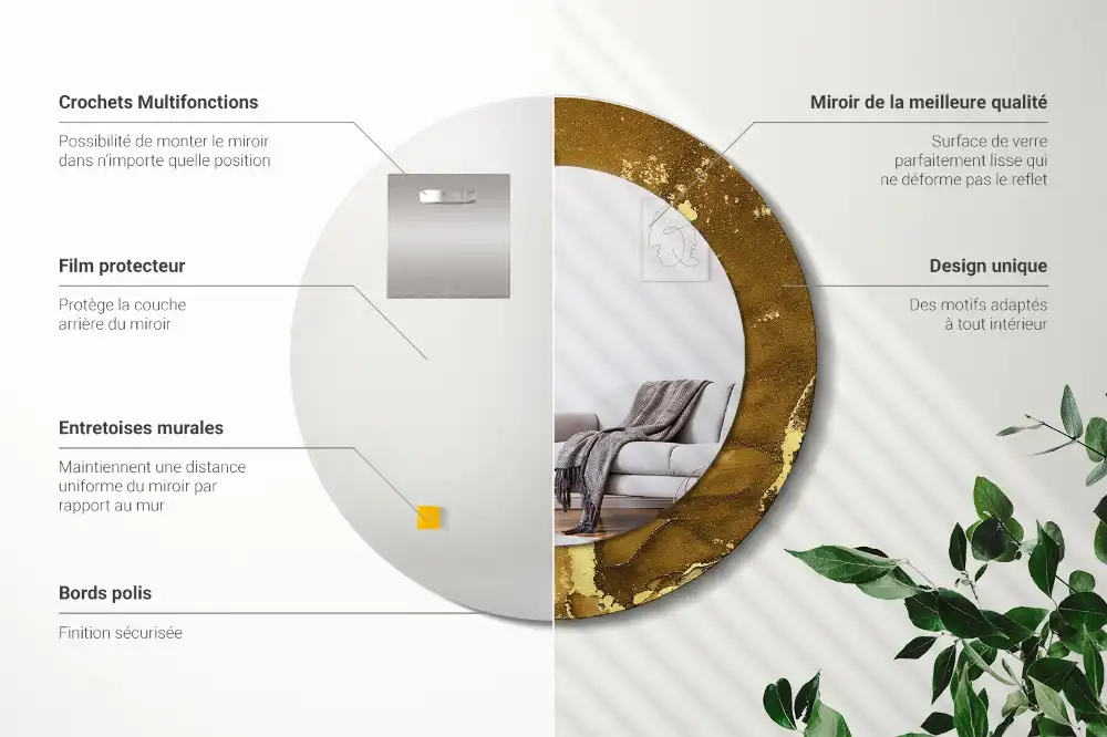 Round decorative mirror Metallic swirls