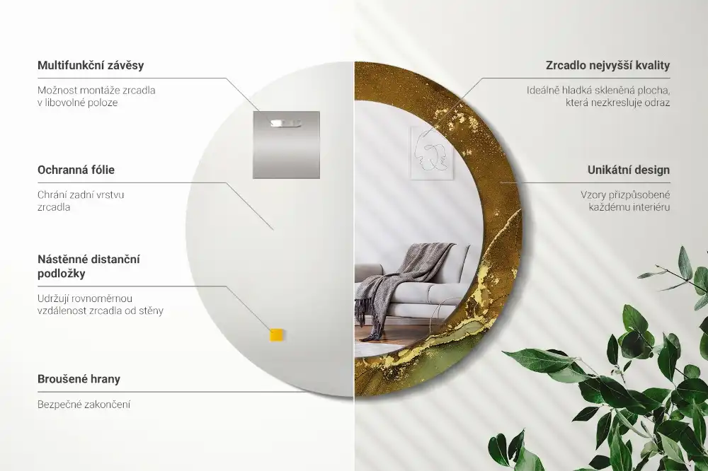 Round decorative mirror Metallic swirls