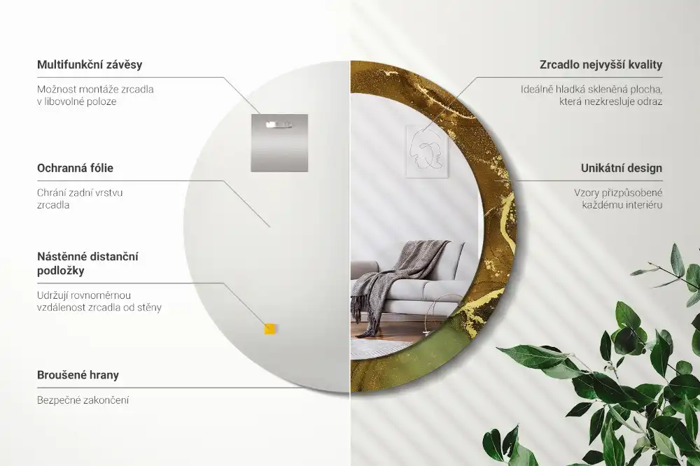 Round decorative mirror Metallic swirls