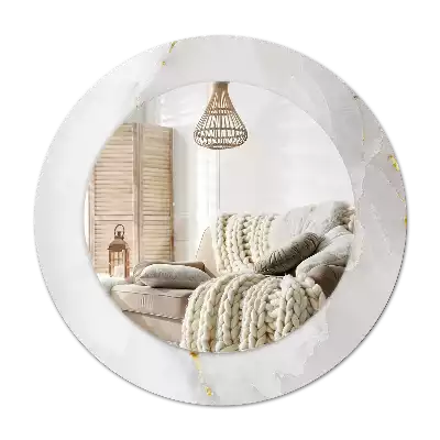 Round mirror frame with print Glossy marble
