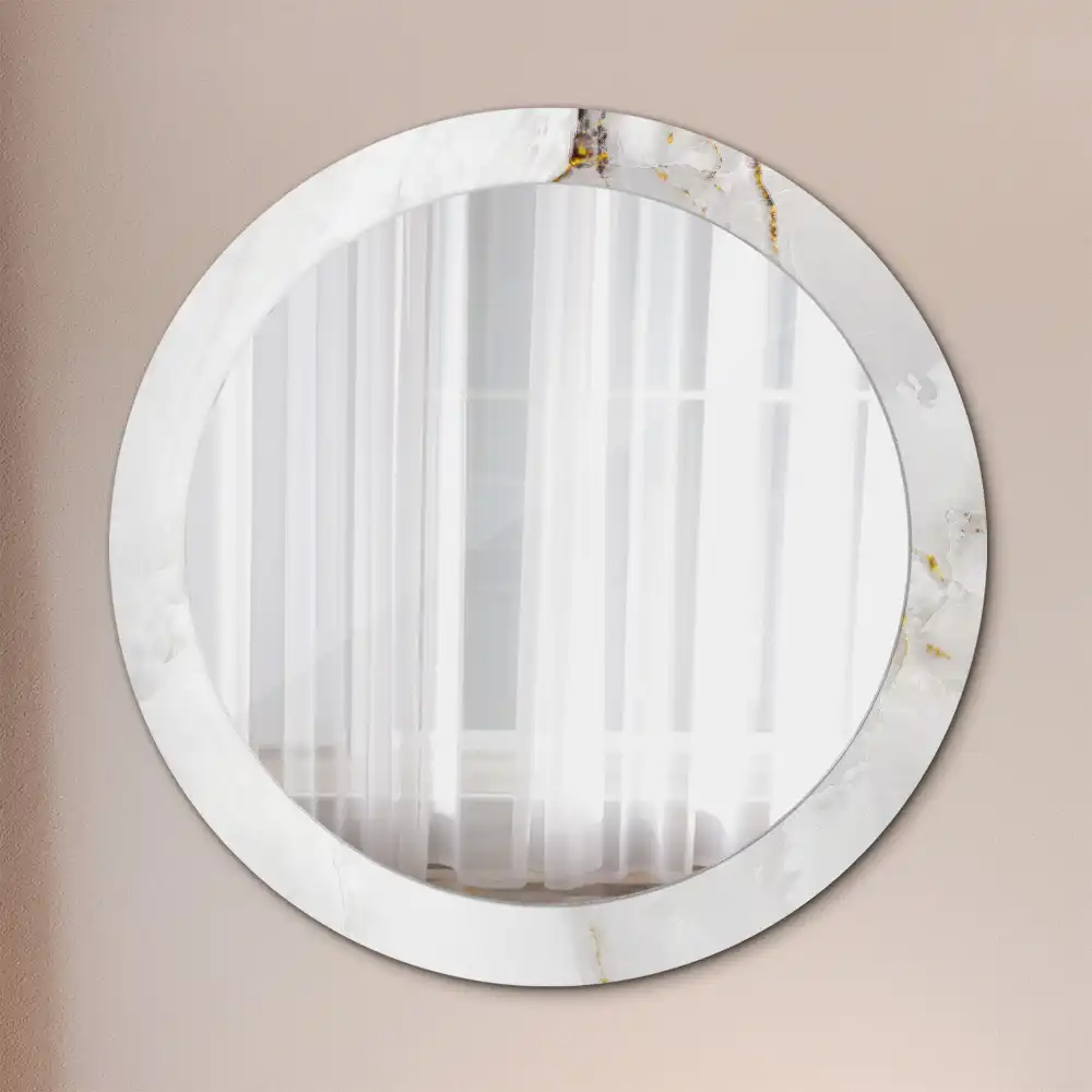 Round mirror frame with print Glossy marble