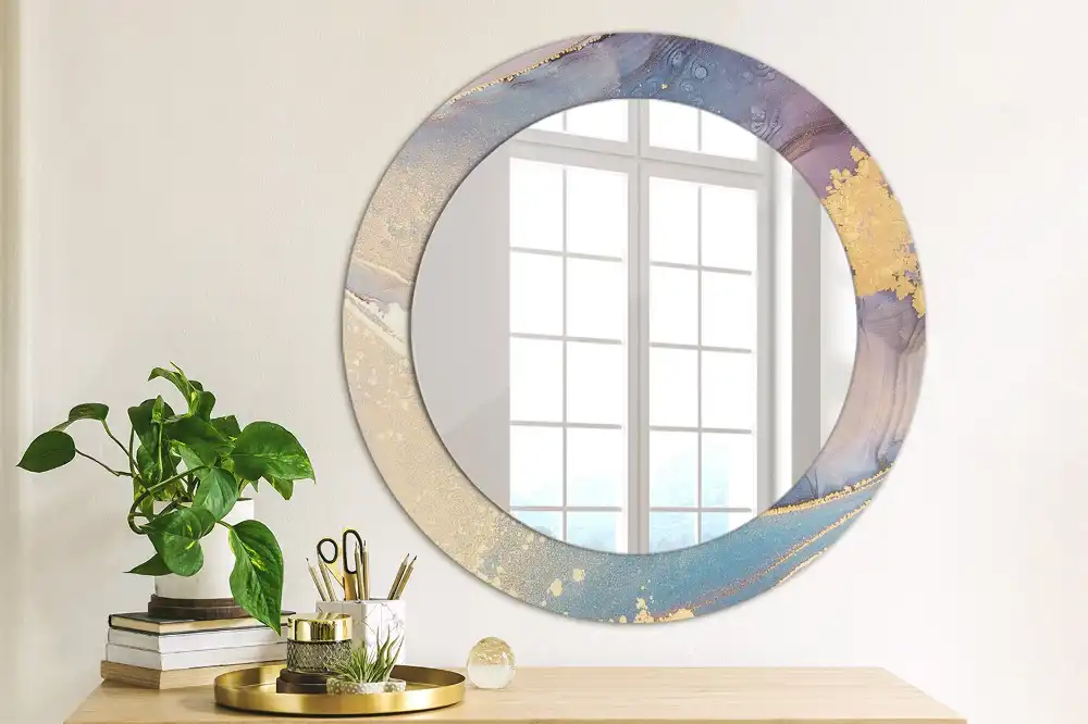 Round wall mirror decor Marble stone