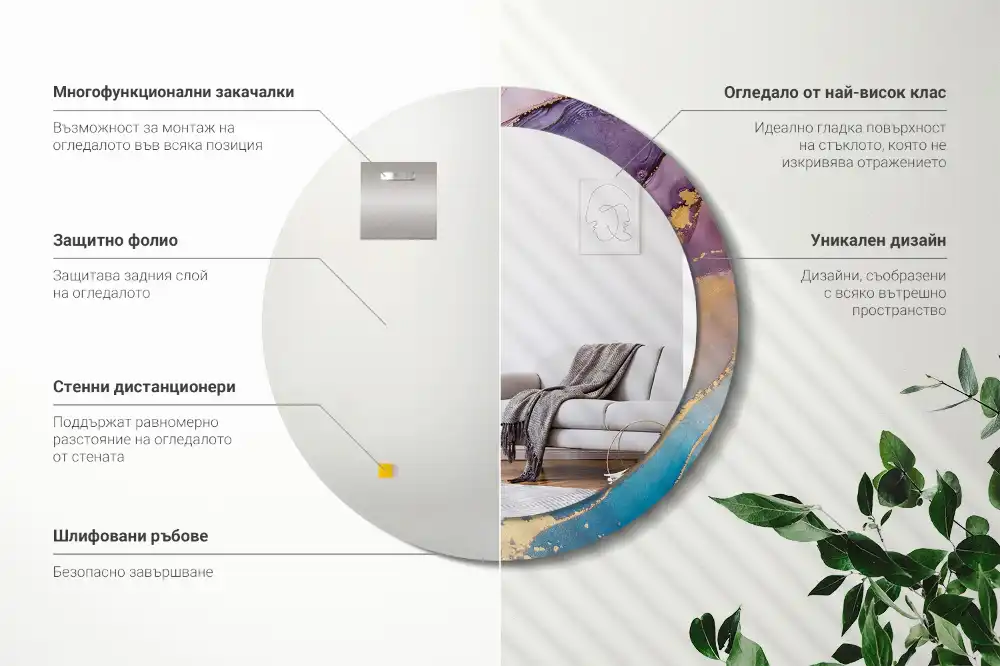 Round wall mirror decor Marble stone