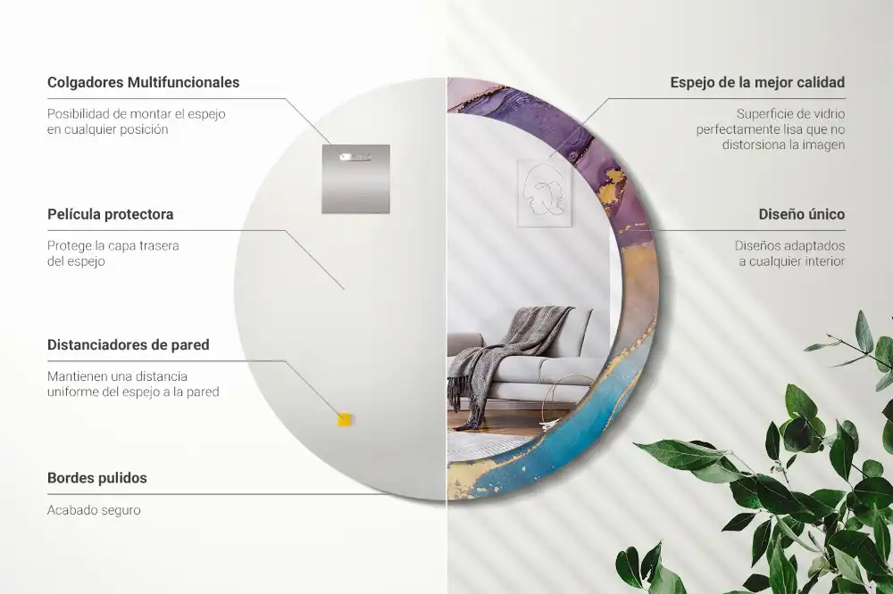 Round wall mirror decor Marble stone