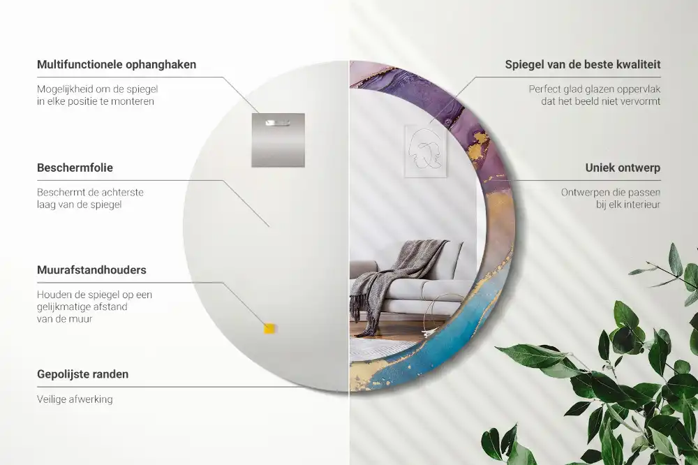 Round wall mirror decor Marble stone