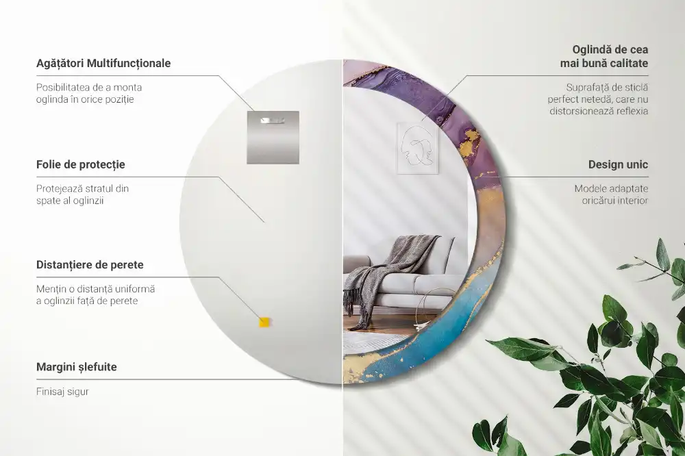 Round wall mirror decor Marble stone