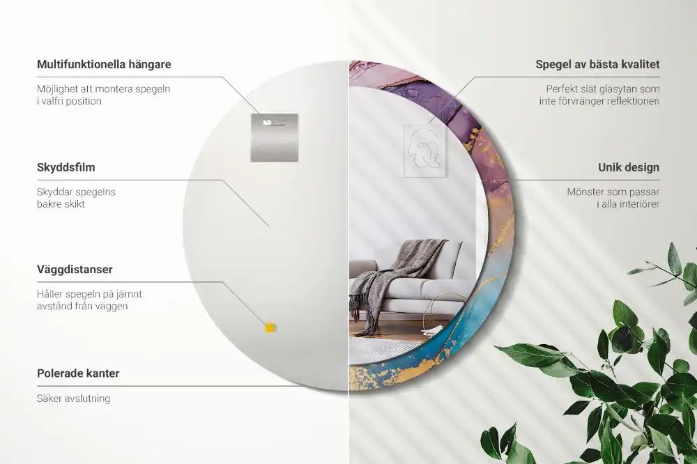 Round wall mirror decor Marble stone