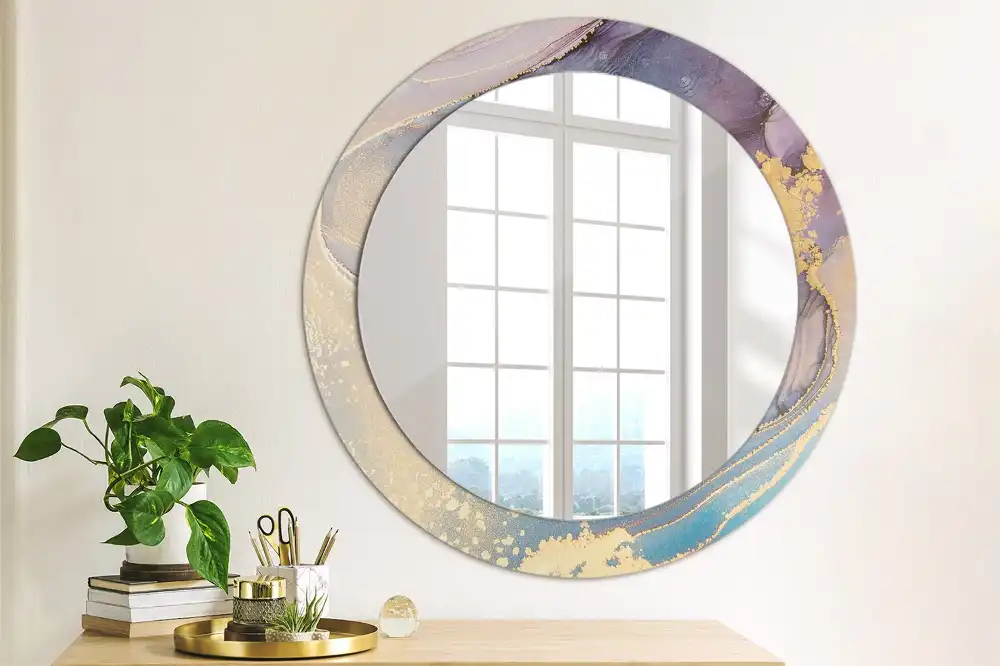 Round wall mirror decor Marble stone