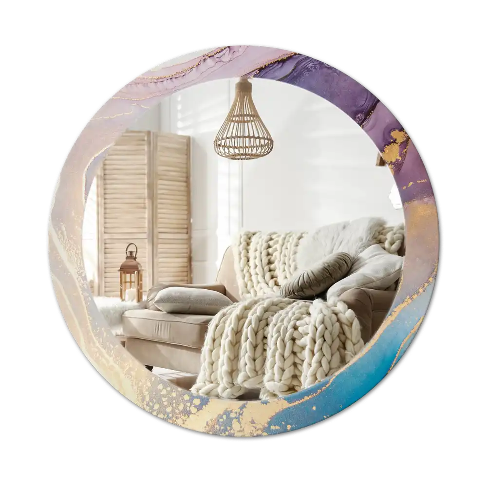 Round wall mirror decor Marble stone