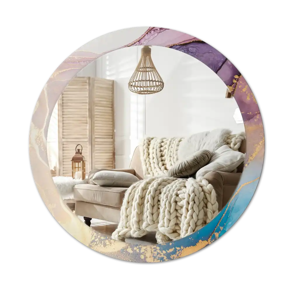Round wall mirror decor Marble stone
