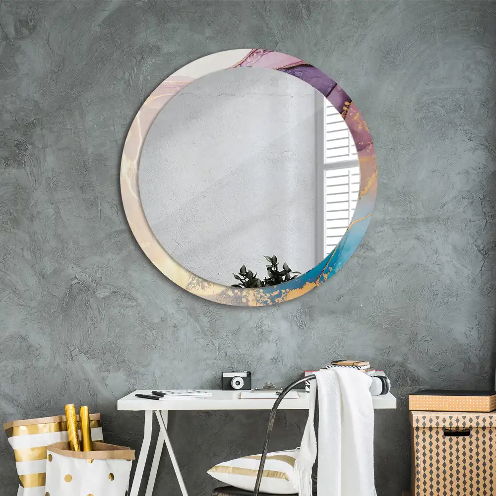 Round wall mirror decor Marble stone